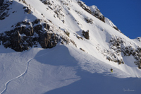 Derniers mètres avant le départ du hors piste sous Roselette