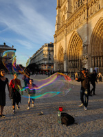 Bulles de savon géantes sur le parvis de Notre Dame