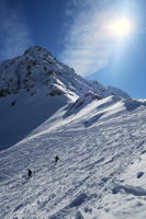 Montée vers le pied de l'Aiguille de Roselette, pour une descente hors piste